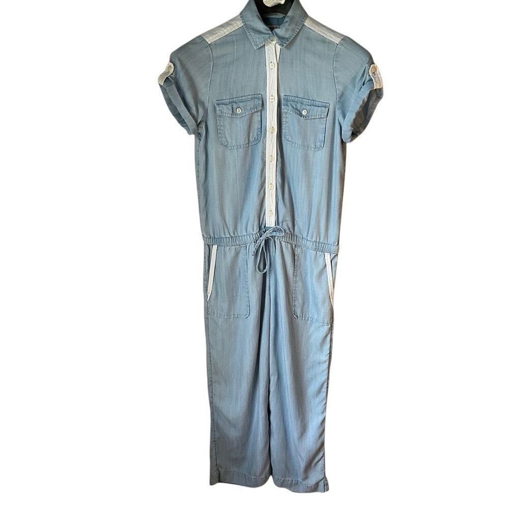 Vineyard Vines Lightweight Denim Jumpsuit, Size 4 Pockets! Straight Leg preppy